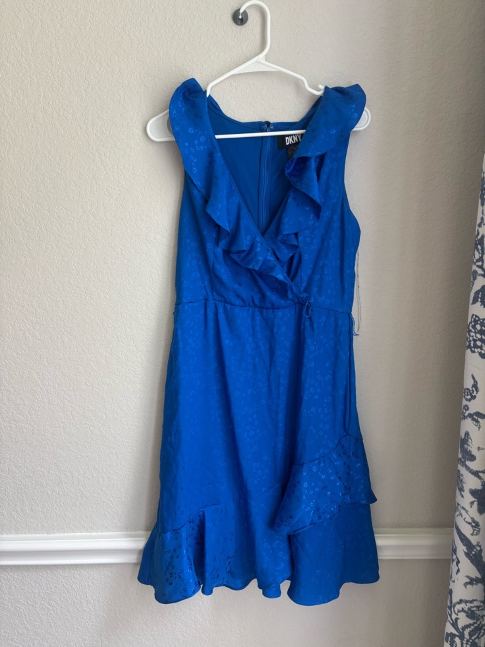 DKNY Vibrant Cobalt Blue Sleeveless Wrap Dress